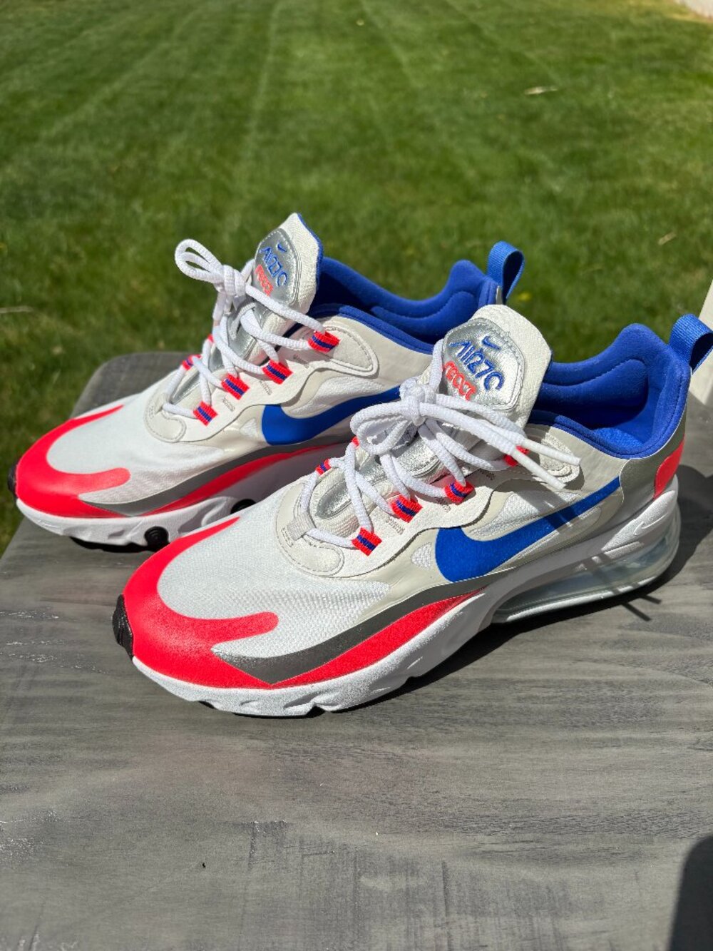 Nike Air Max 270 React Women’s Size 9 – White/Blue/Red, Worn Once